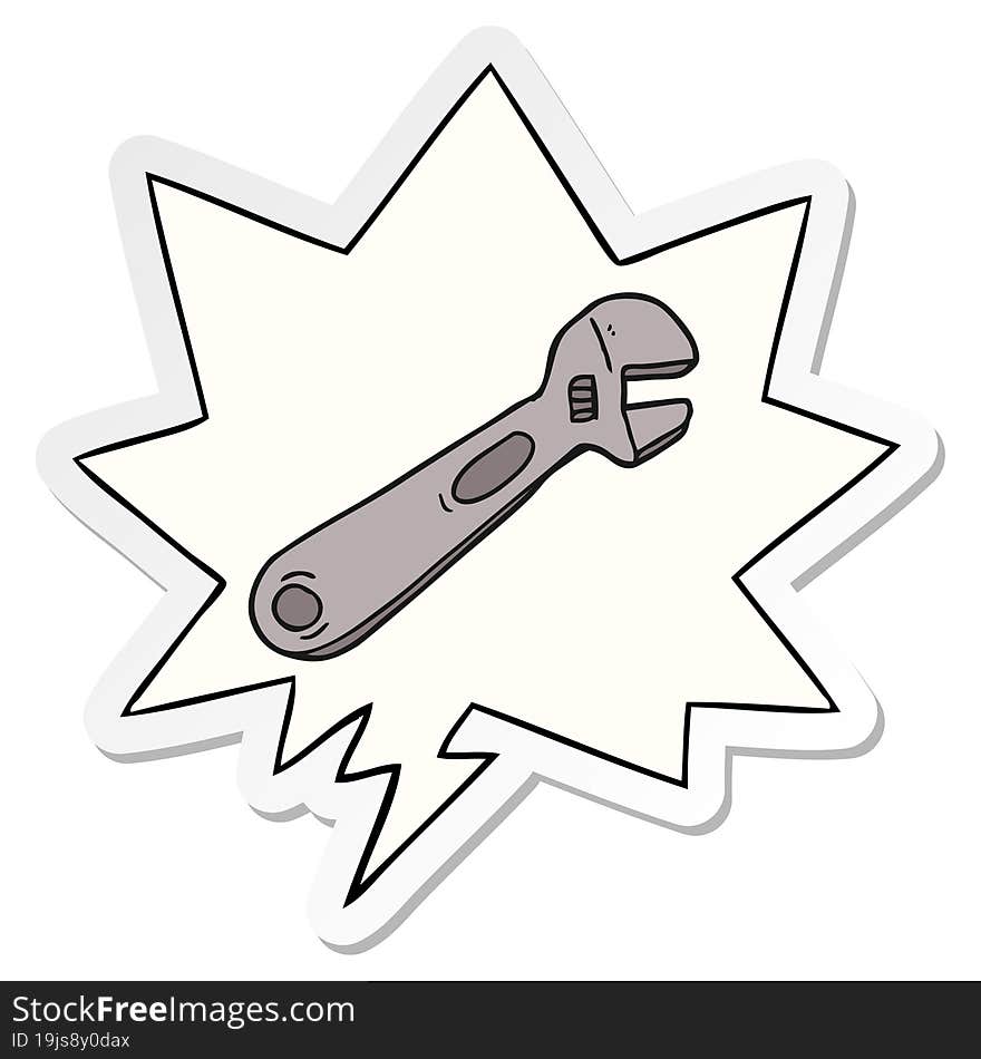 Cartoon Spanner And Speech Bubble Sticker