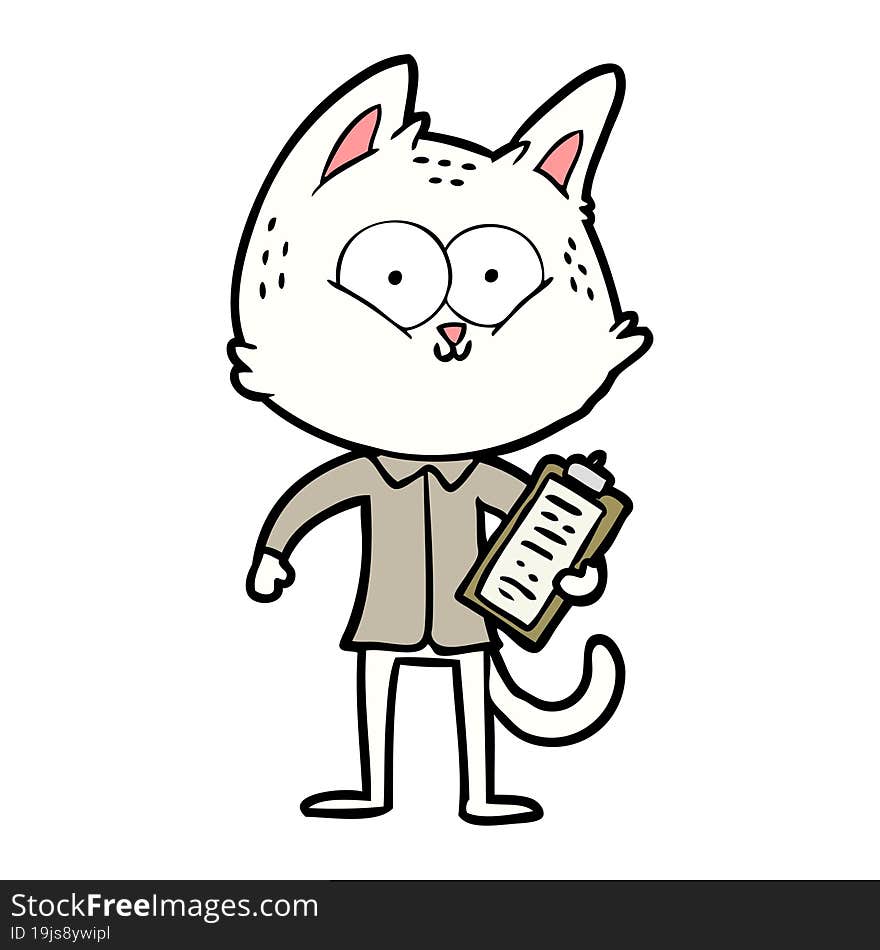 cartoon cat with clipboard. cartoon cat with clipboard