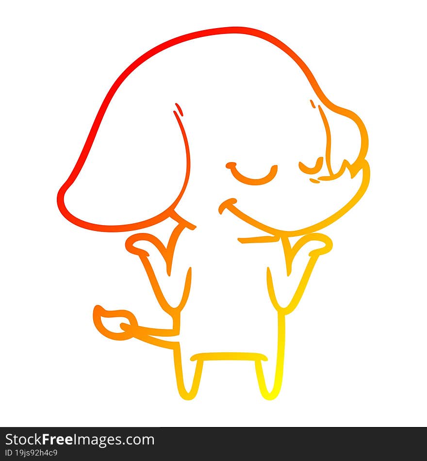 warm gradient line drawing cartoon smiling elephant