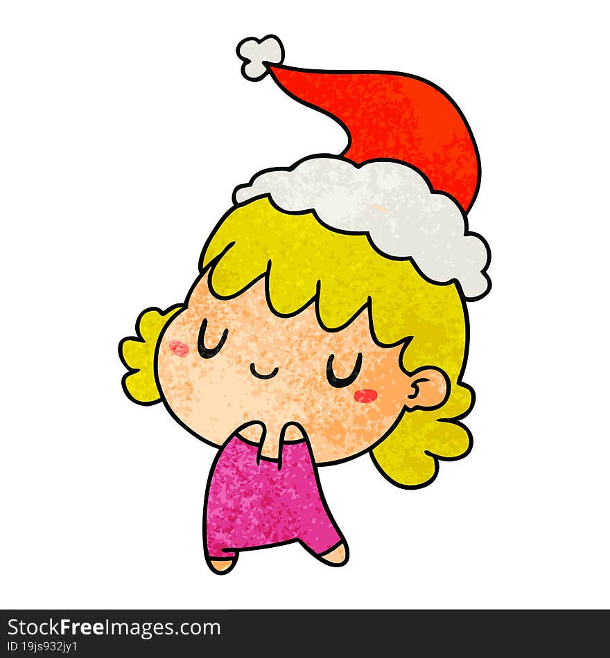 Christmas Textured Cartoon Of Kawaii Girl