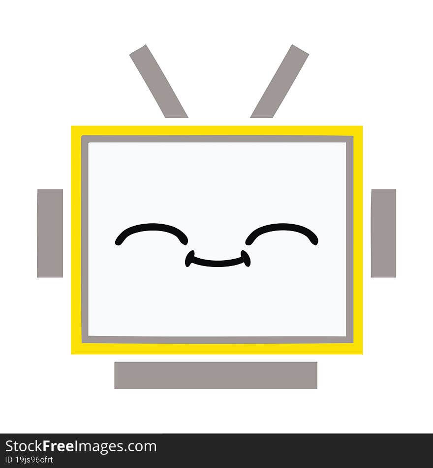 flat color retro cartoon robot head