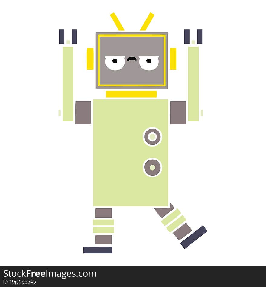 flat color retro cartoon of a robot