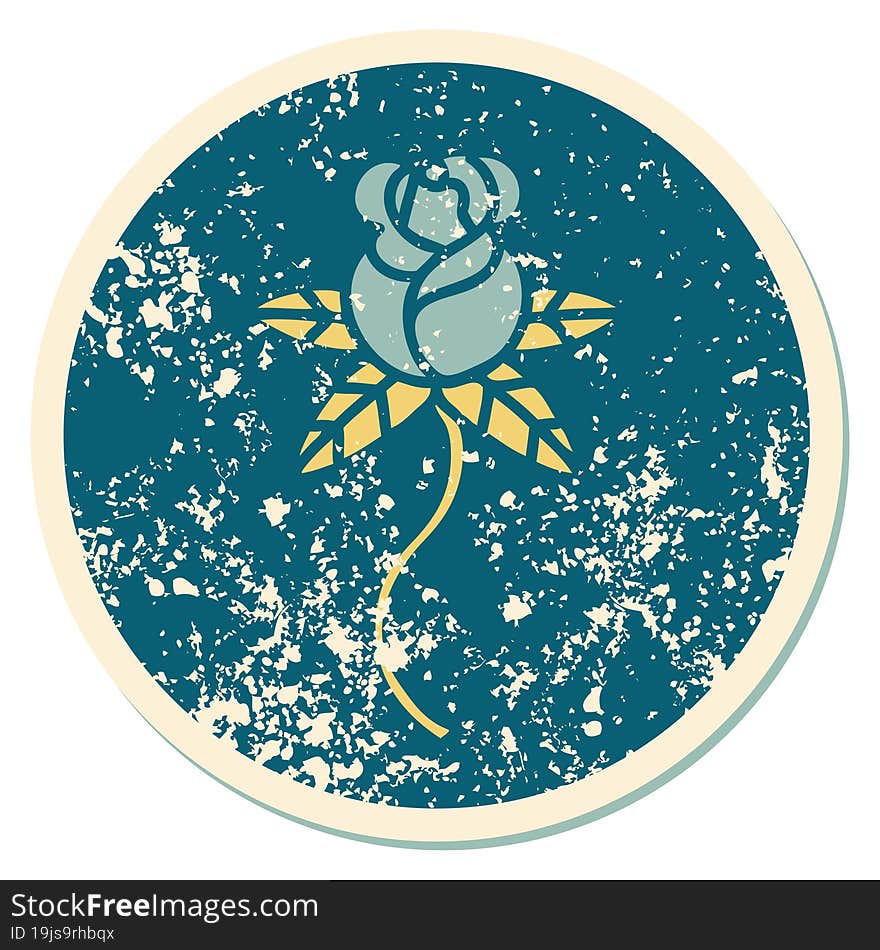 iconic distressed sticker tattoo style image of rose. iconic distressed sticker tattoo style image of rose