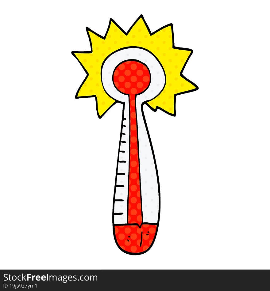 cartoon doodle hot thermometer