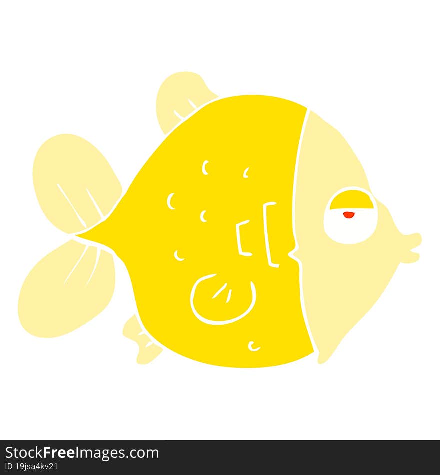 flat color illustration of a cartoon funny fish