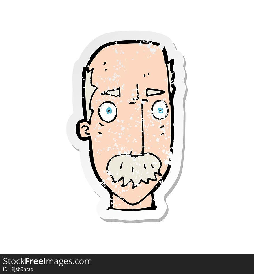 retro distressed sticker of a cartoon annoyed old man