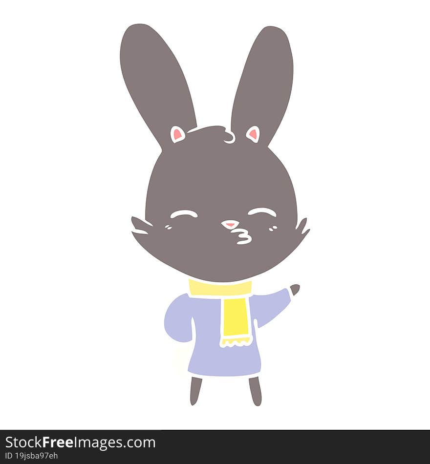 curious bunny flat color style cartoon