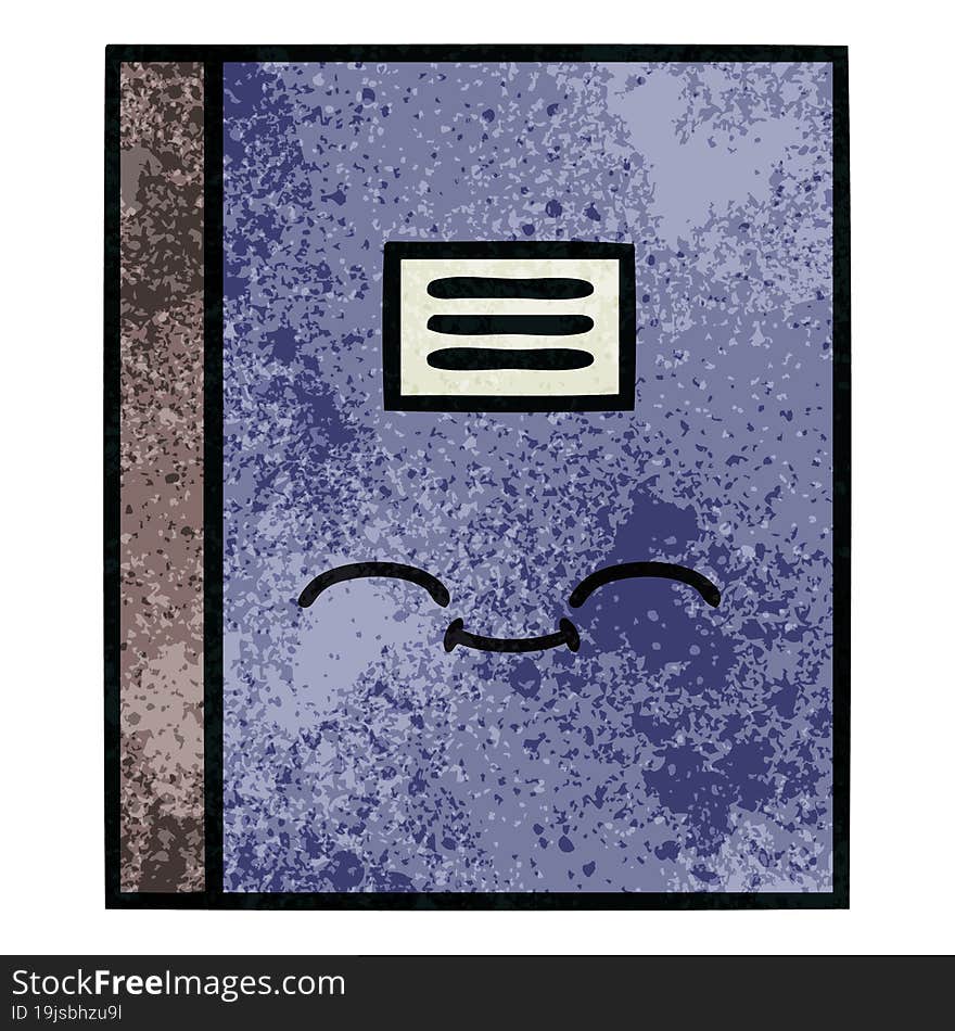 retro grunge texture cartoon of a notebook