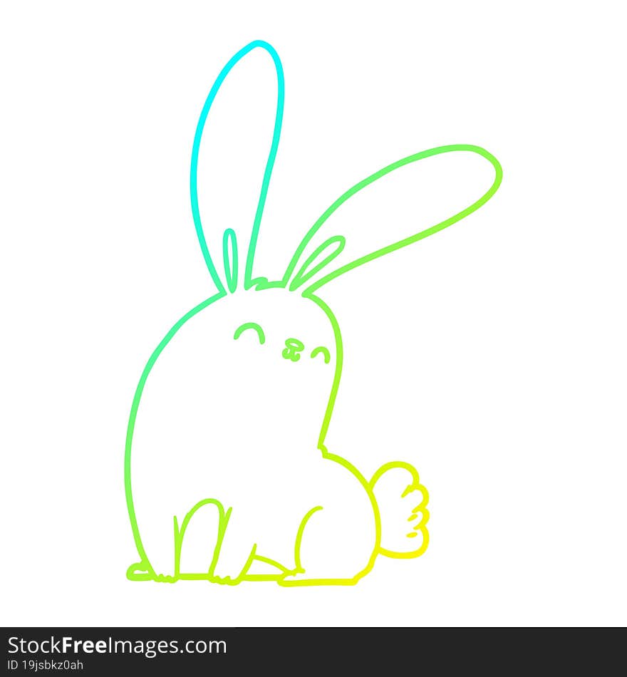 cold gradient line drawing of a cute cartoon rabbit