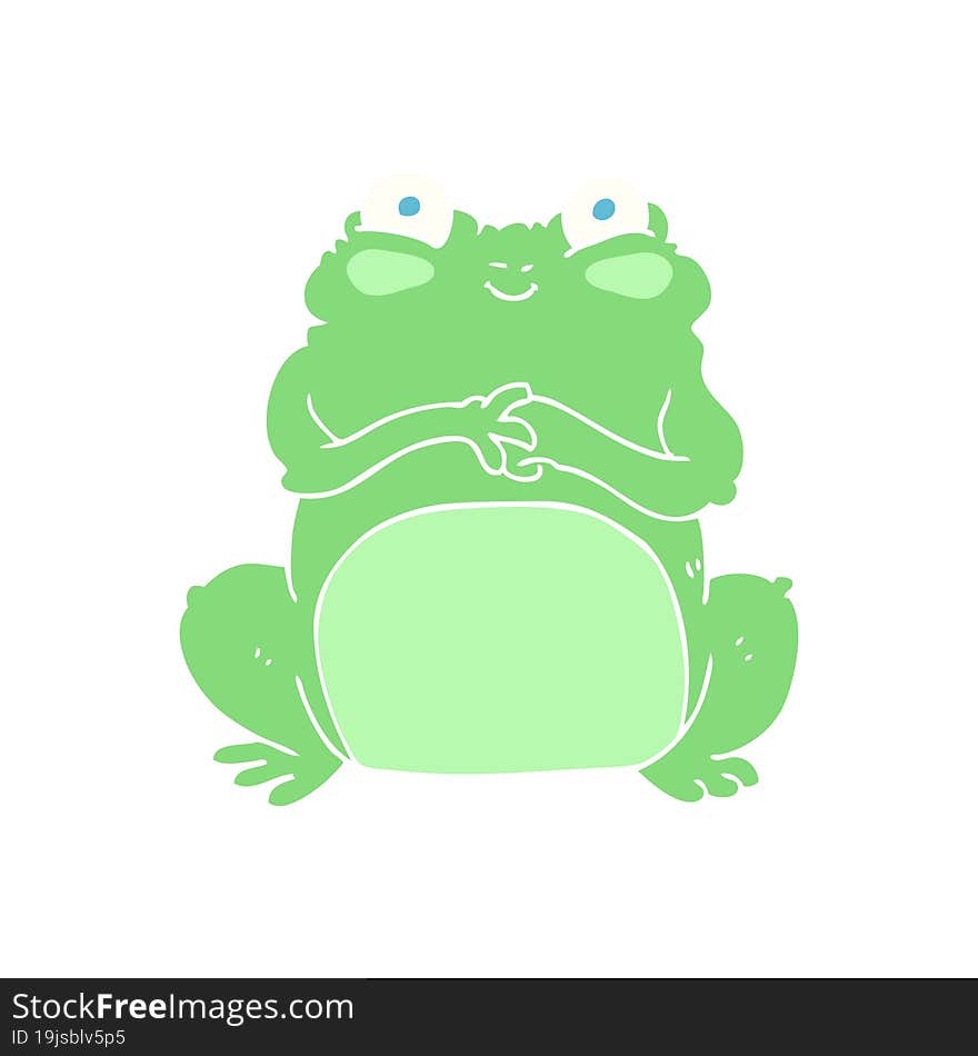 flat color illustration of funny frog. flat color illustration of funny frog