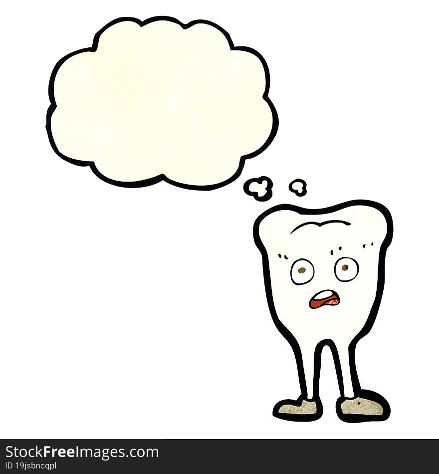 Cartoon Yellowing  Tooth With Thought Bubble