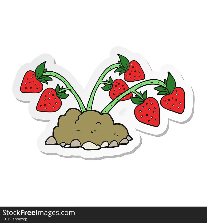 Sticker Of A Cartoon Strawberries