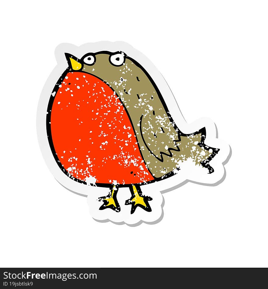 retro distressed sticker of a cartoon robin