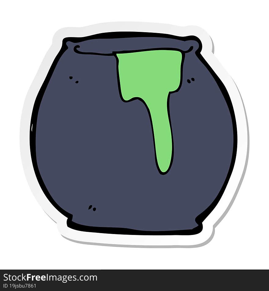 Sticker Of A Cartoon Cauldron