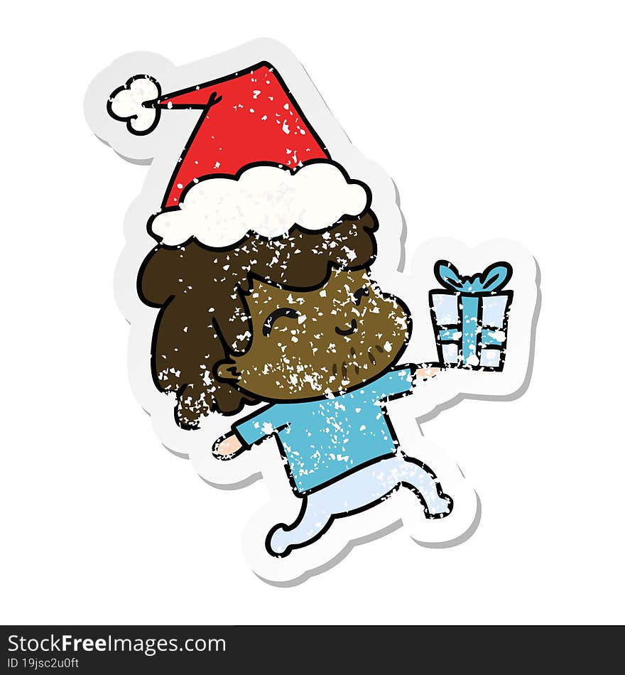 christmas distressed sticker cartoon of kawaii boy