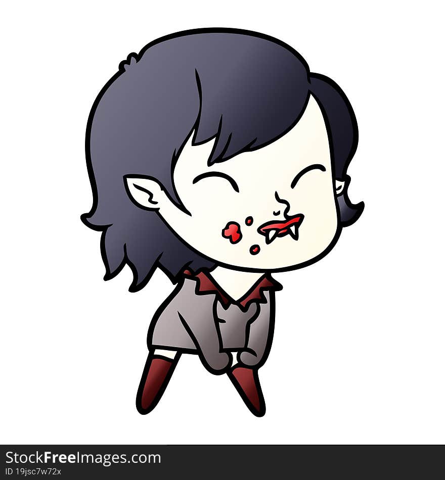 cartoon vampire girl with blood on cheek. cartoon vampire girl with blood on cheek