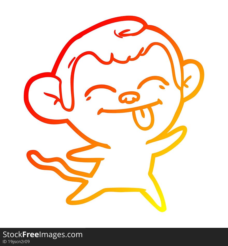 warm gradient line drawing funny cartoon monkey