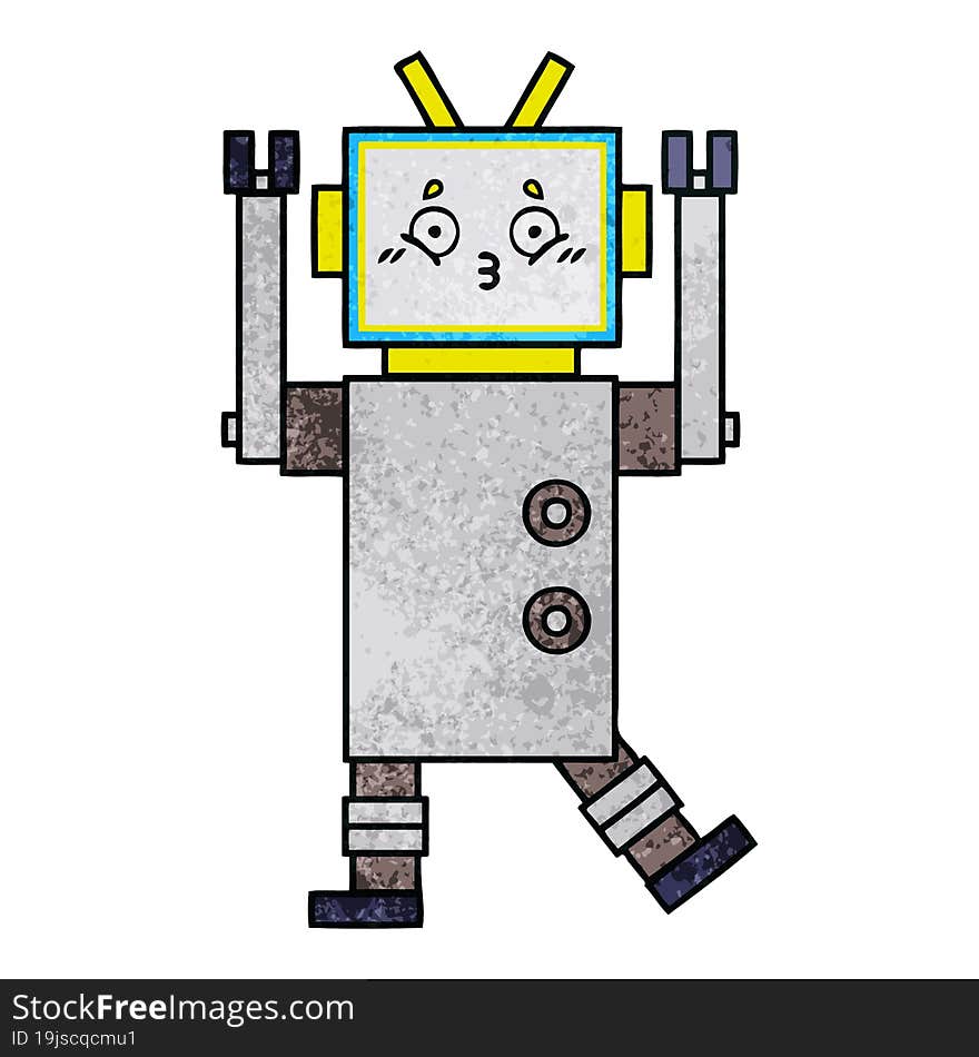 Retro Grunge Texture Cartoon Robot