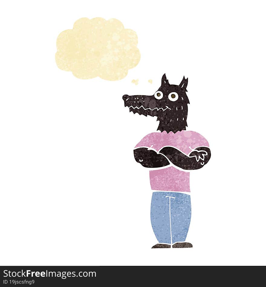 cartoon werewolf with thought bubble