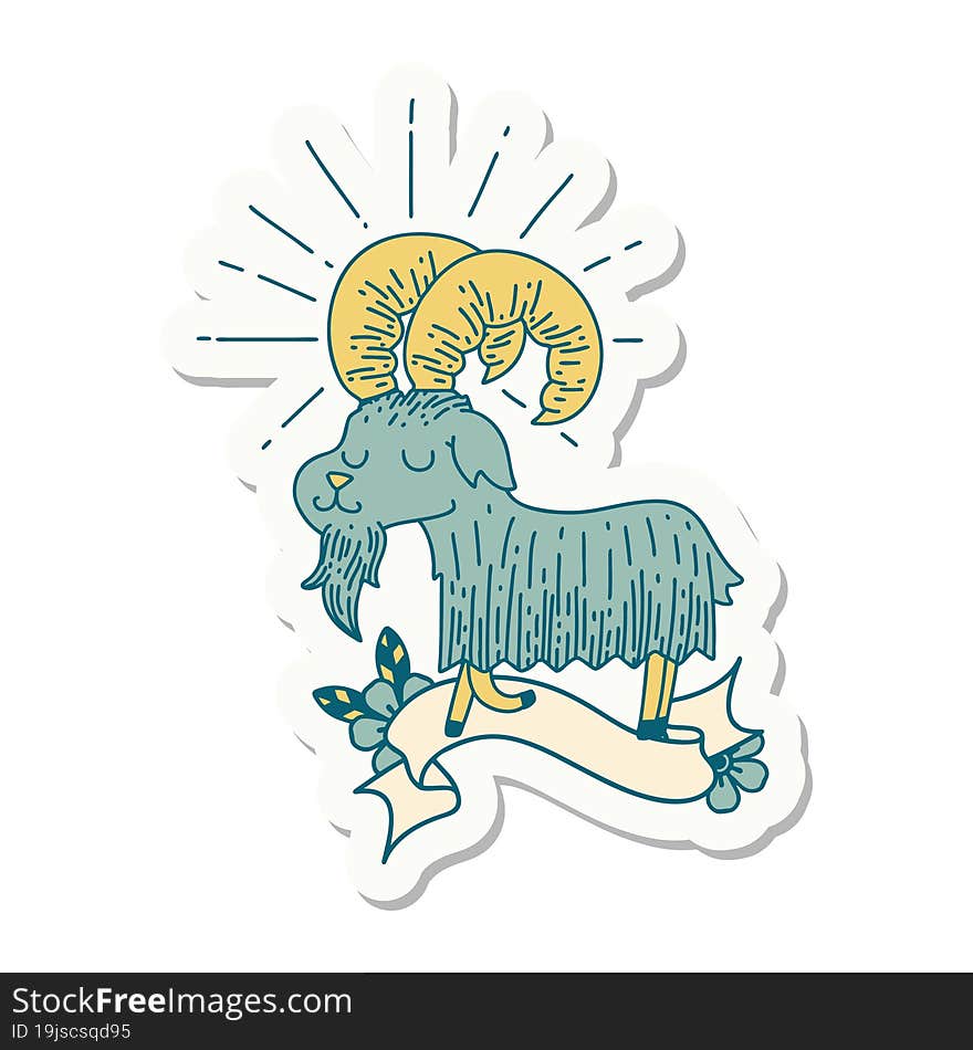 sticker of tattoo style happy goat