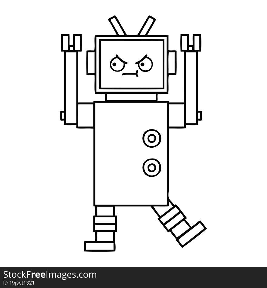 Line Drawing Cartoon Robot