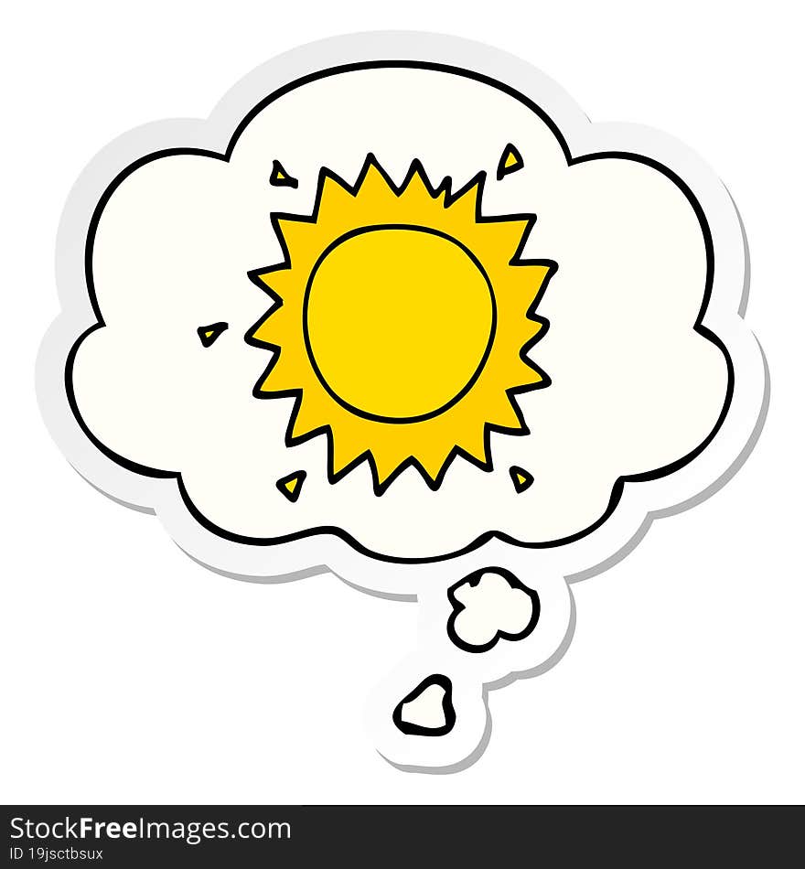 cartoon sun and thought bubble as a printed sticker