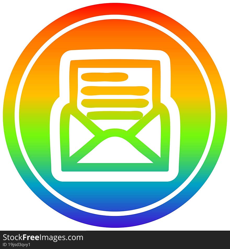 envelope letter circular icon with rainbow gradient finish. envelope letter circular icon with rainbow gradient finish