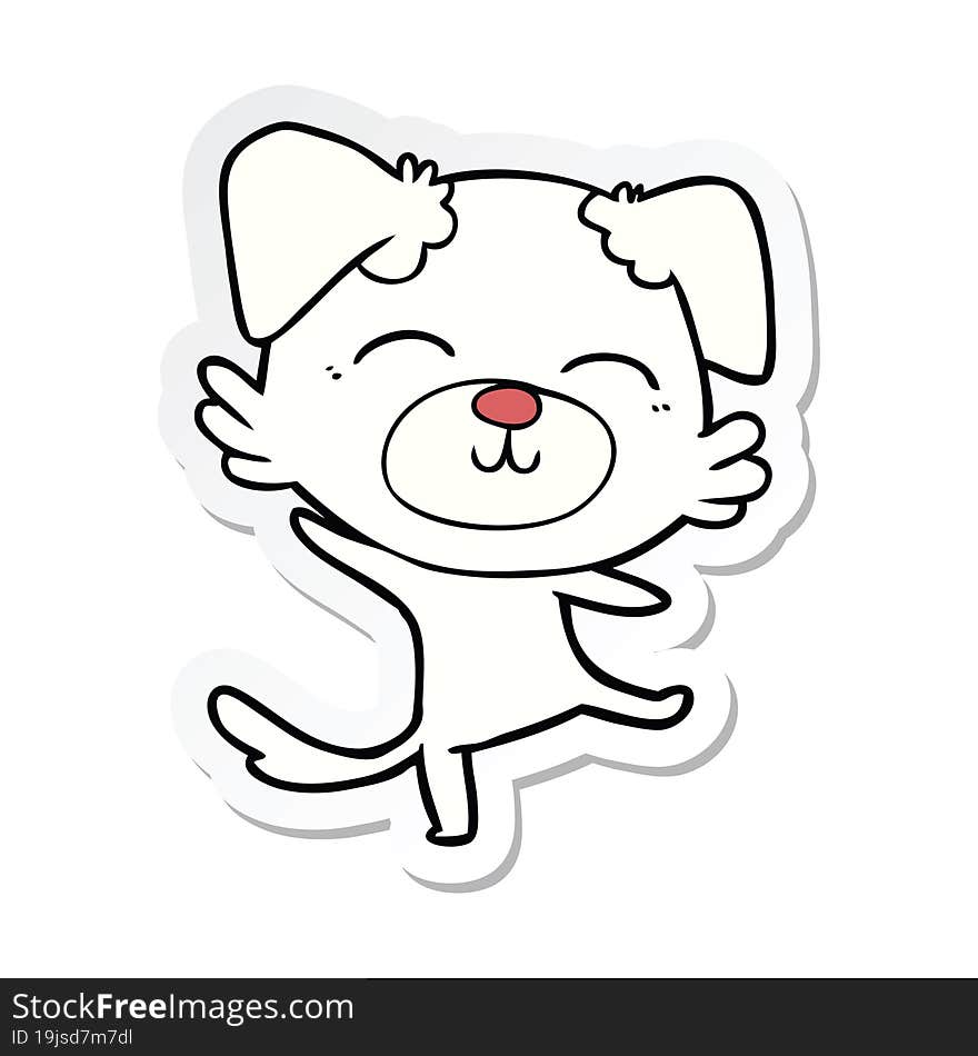 sticker of a cartoon dog doing a happy dance