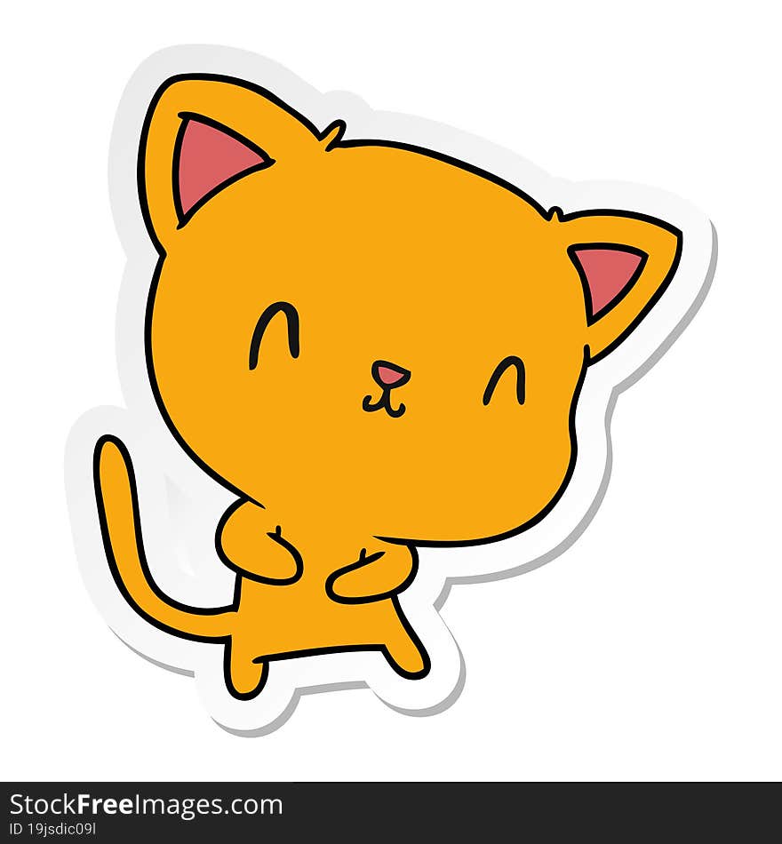 sticker cartoon illustration of cute kawaii cat. sticker cartoon illustration of cute kawaii cat