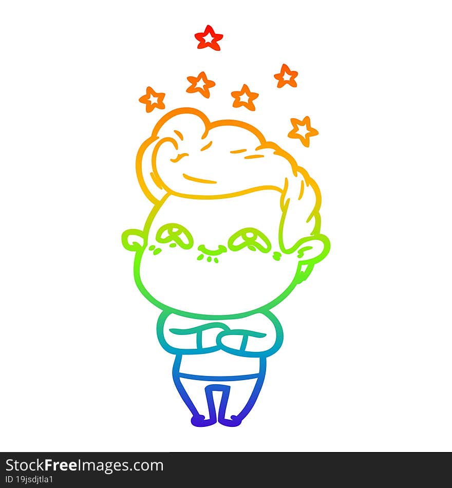 rainbow gradient line drawing cartoon excited man