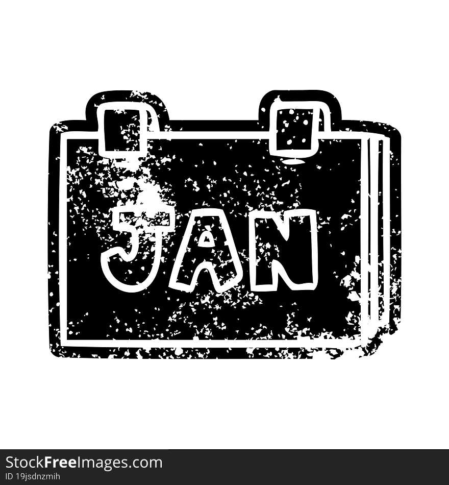 grunge icon drawing of a calendar with jan