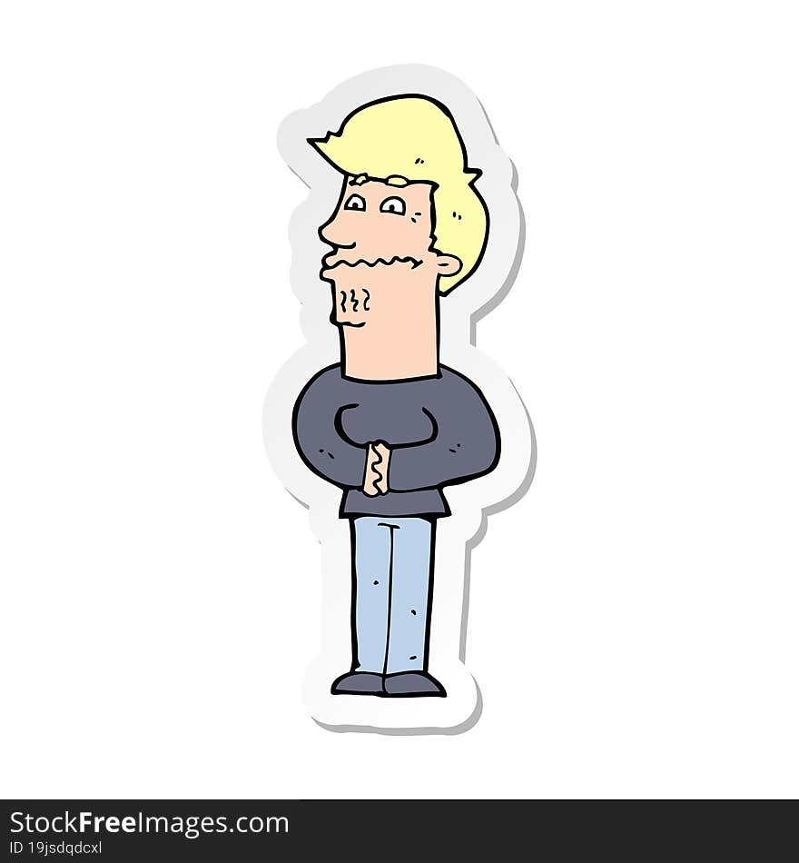 sticker of a cartoon nervous man