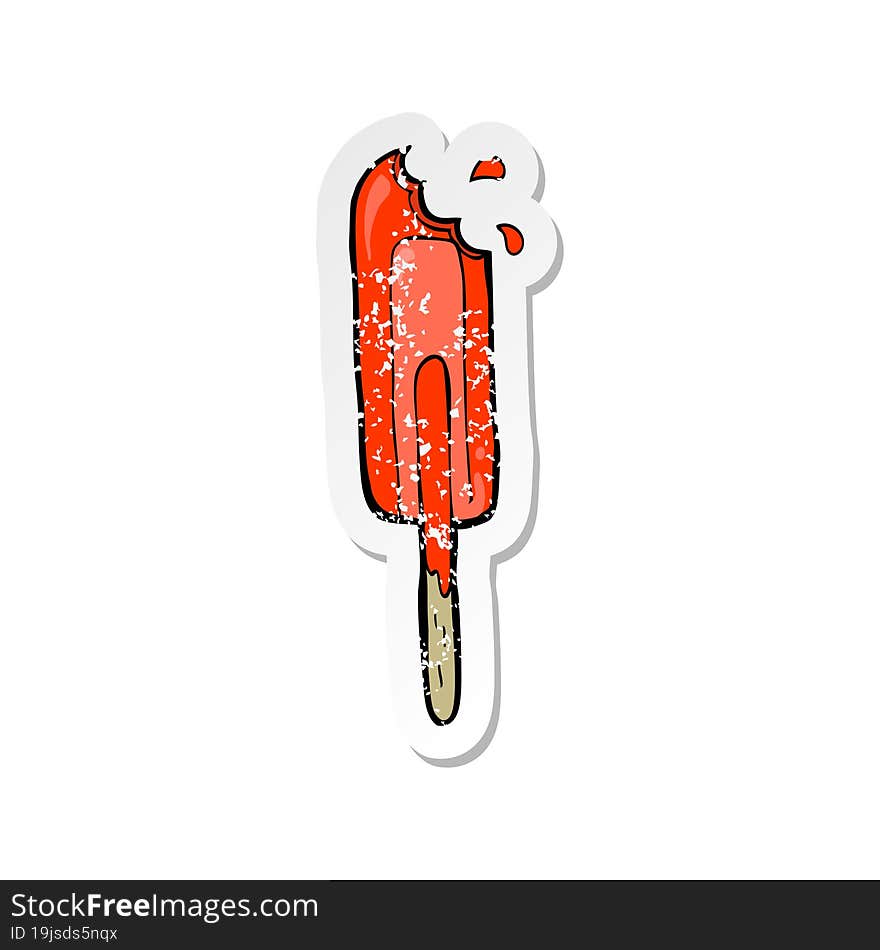 retro distressed sticker of a cartoon ice lolly