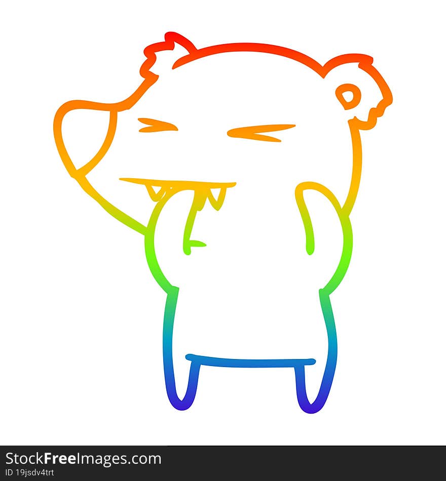 rainbow gradient line drawing of a angry bear cartoon