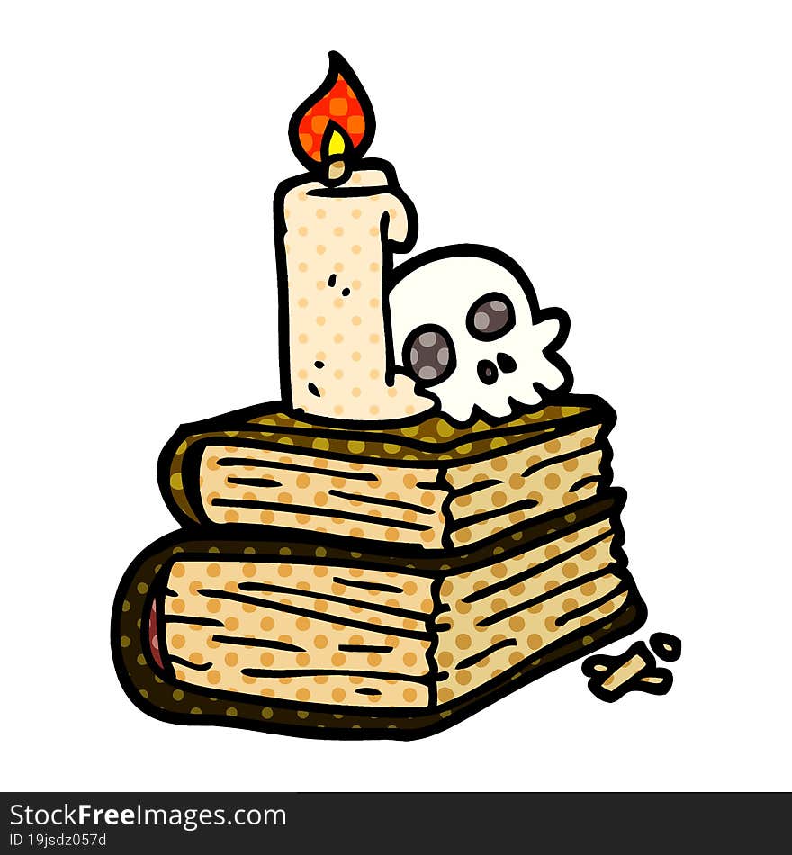 cartoon doodle spooky old spell books