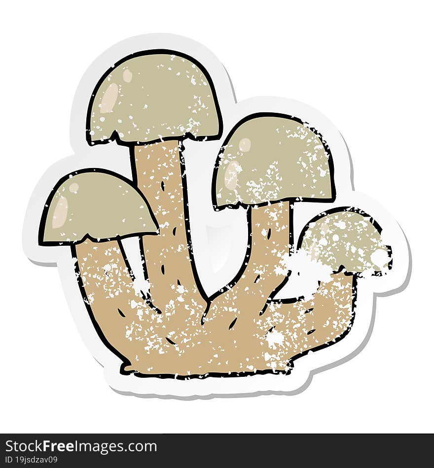 Distressed Sticker Of A Cartoon Mushroom