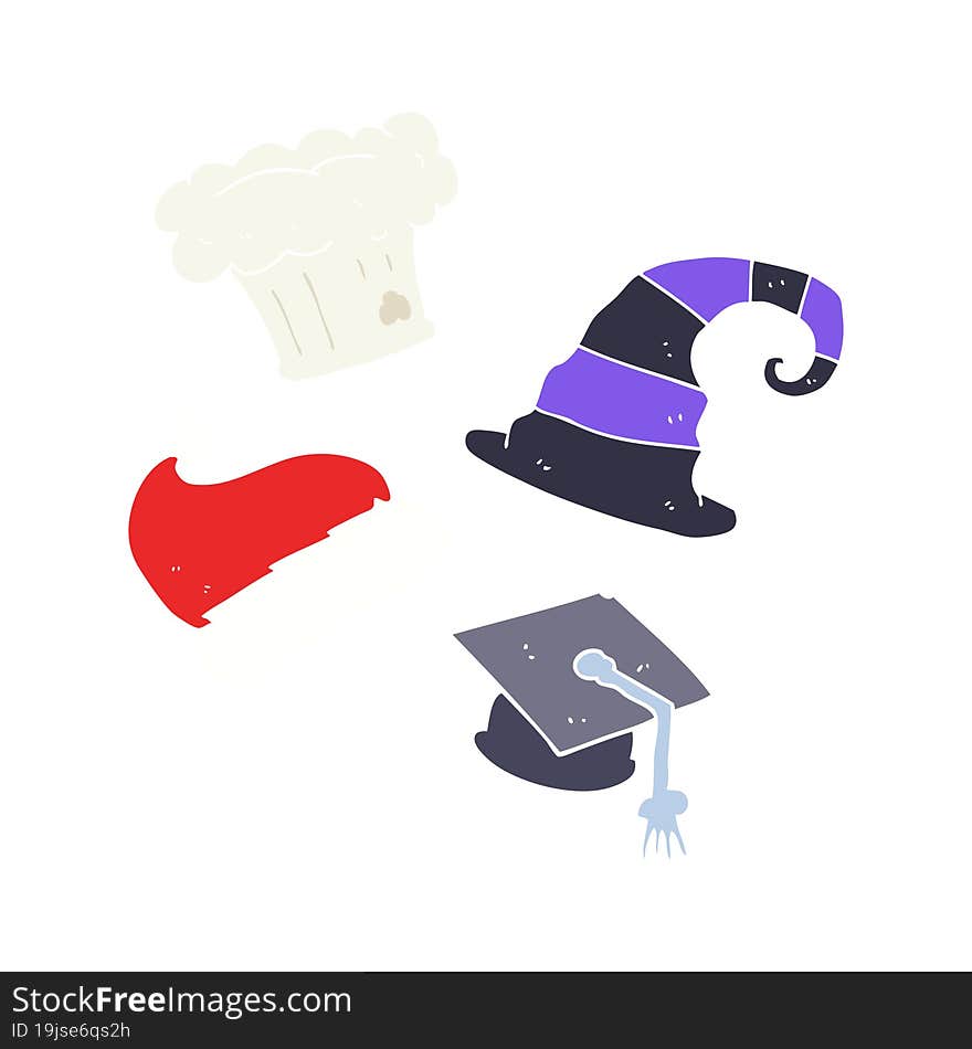 Flat Color Illustration Of A Cartoon Hats