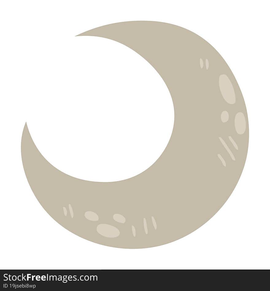 Quirky Hand Drawn Cartoon Crescent Moon