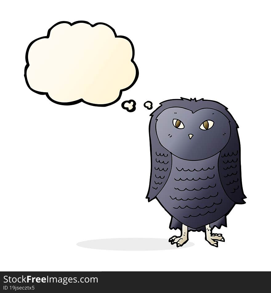 cartoon owl with thought bubble