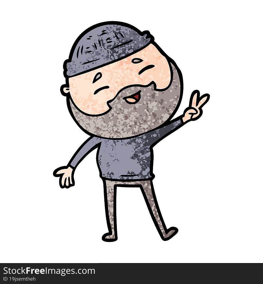 cartoon happy bearded man. cartoon happy bearded man