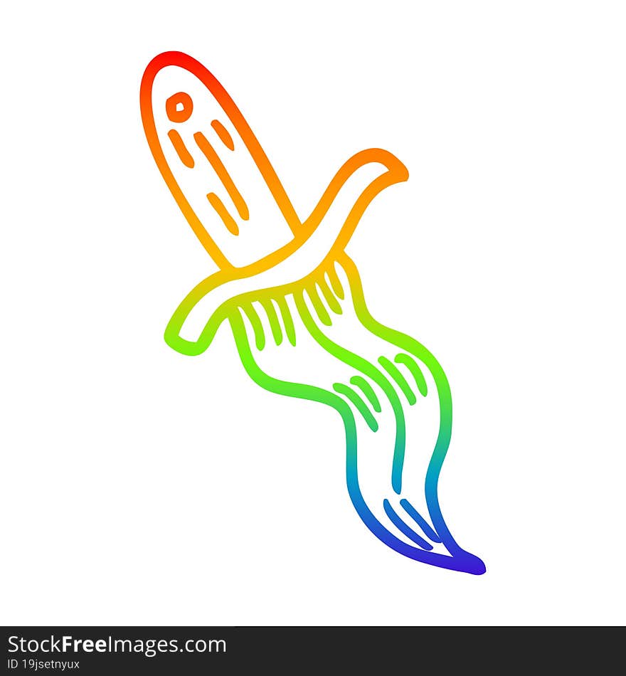 rainbow gradient line drawing cartoon tattoo dagger symbol