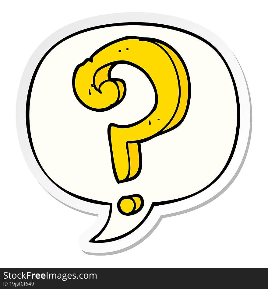 cartoon question mark and speech bubble sticker