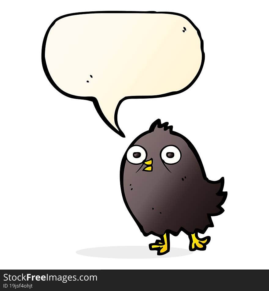 funny cartoon bird with speech bubble