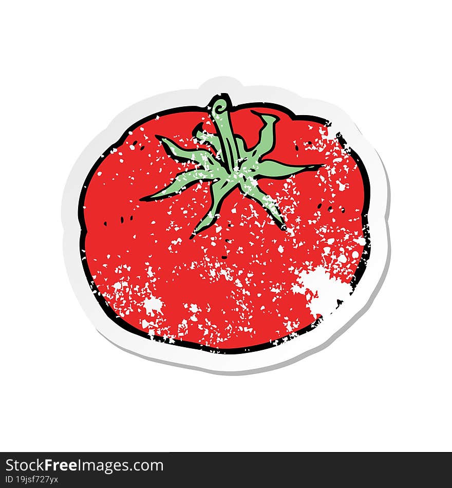 retro distressed sticker of a cartoon tomato