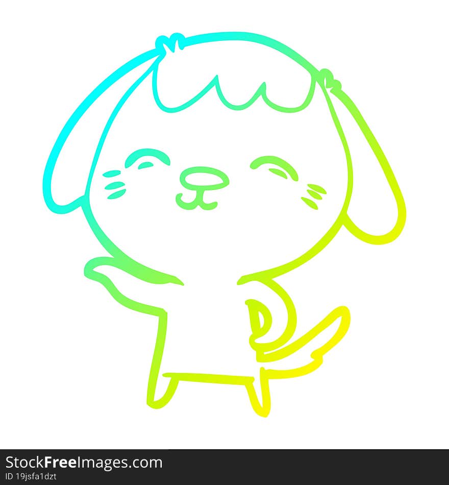 cold gradient line drawing happy cartoon dog