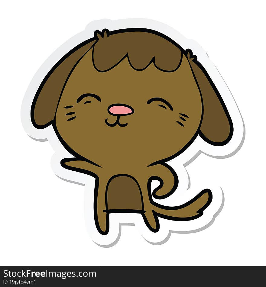 Sticker Of A Happy Cartoon Dog