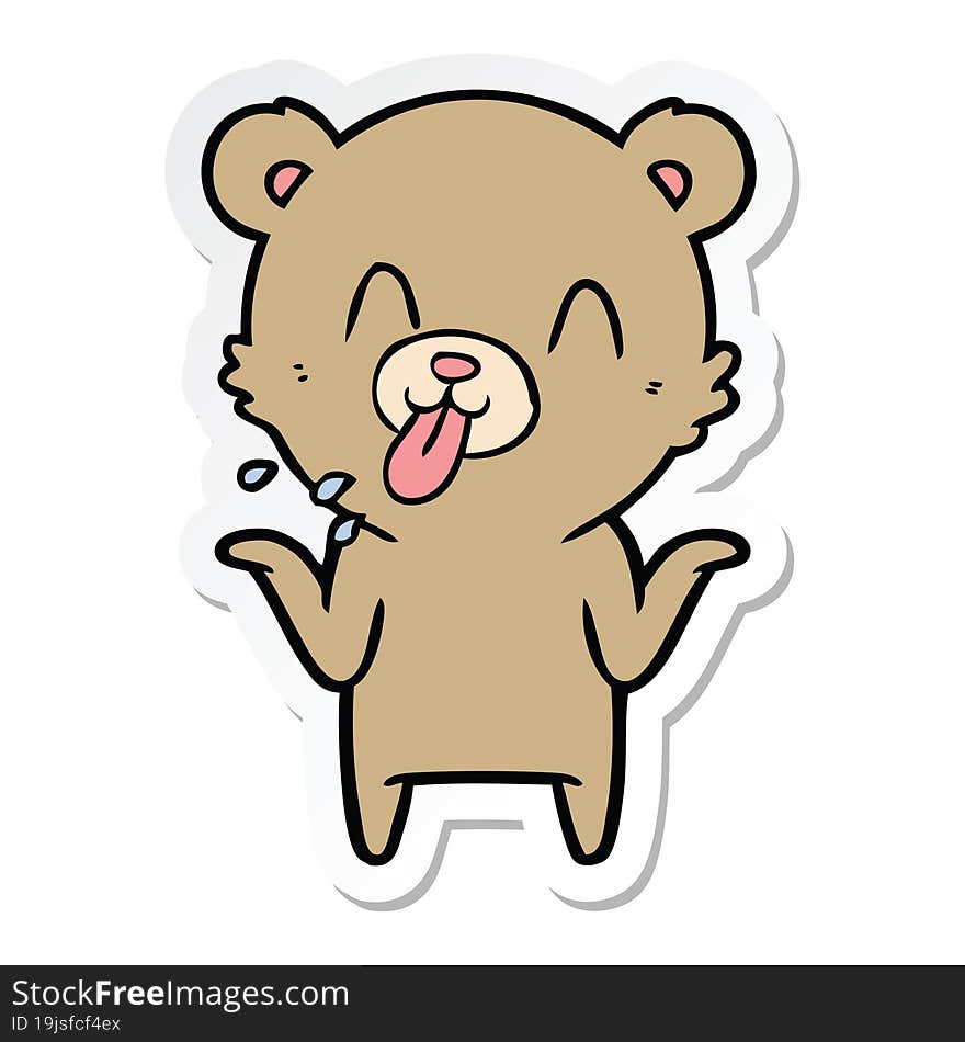 sticker of a rude cartoon bear