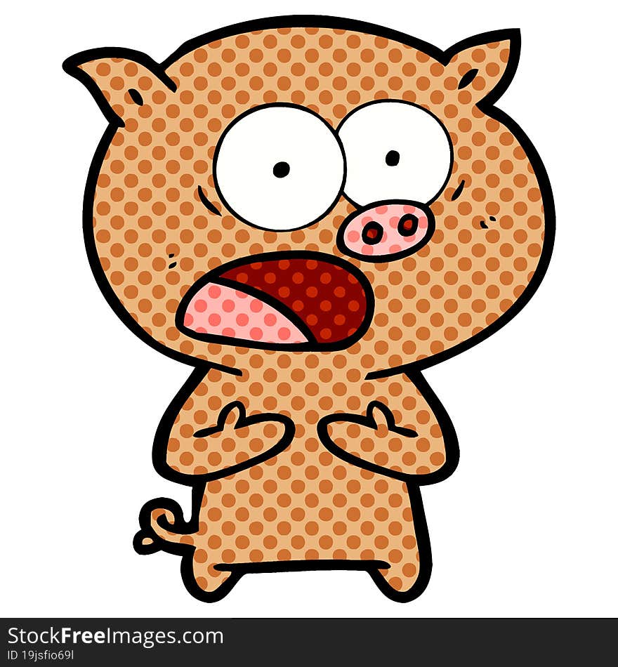 cartoon pig shouting. cartoon pig shouting