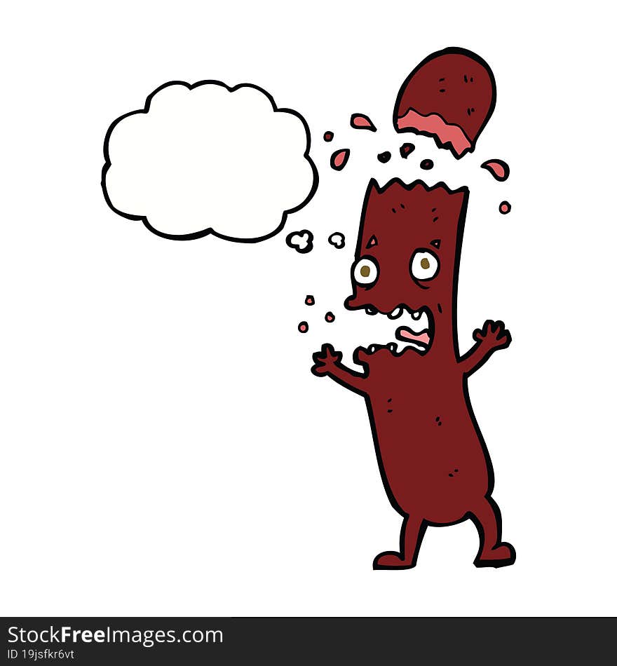 cartoon sausage with speech bubble