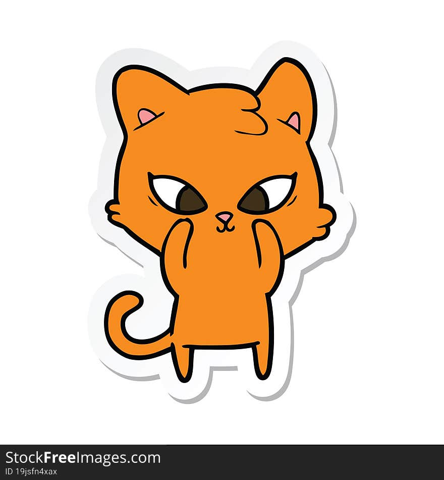 Sticker Of A Cute Cartoon Cat